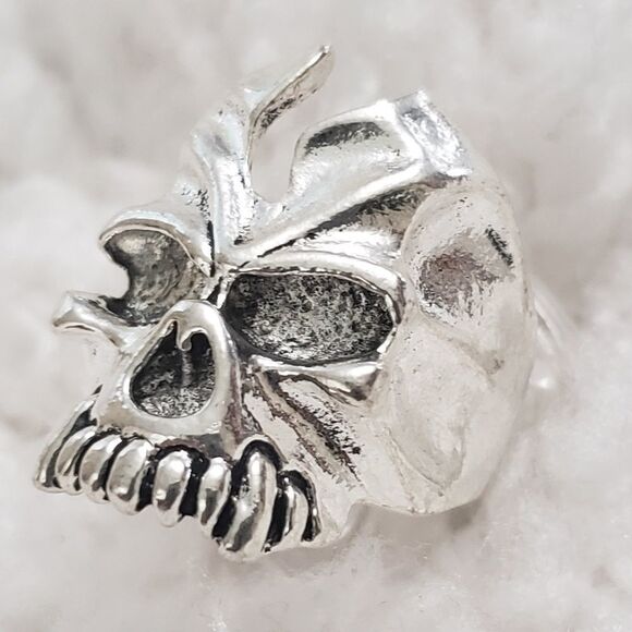 Skull Ring Stainless Jewerly Fashion Punk Silver - Picture 1 of 4